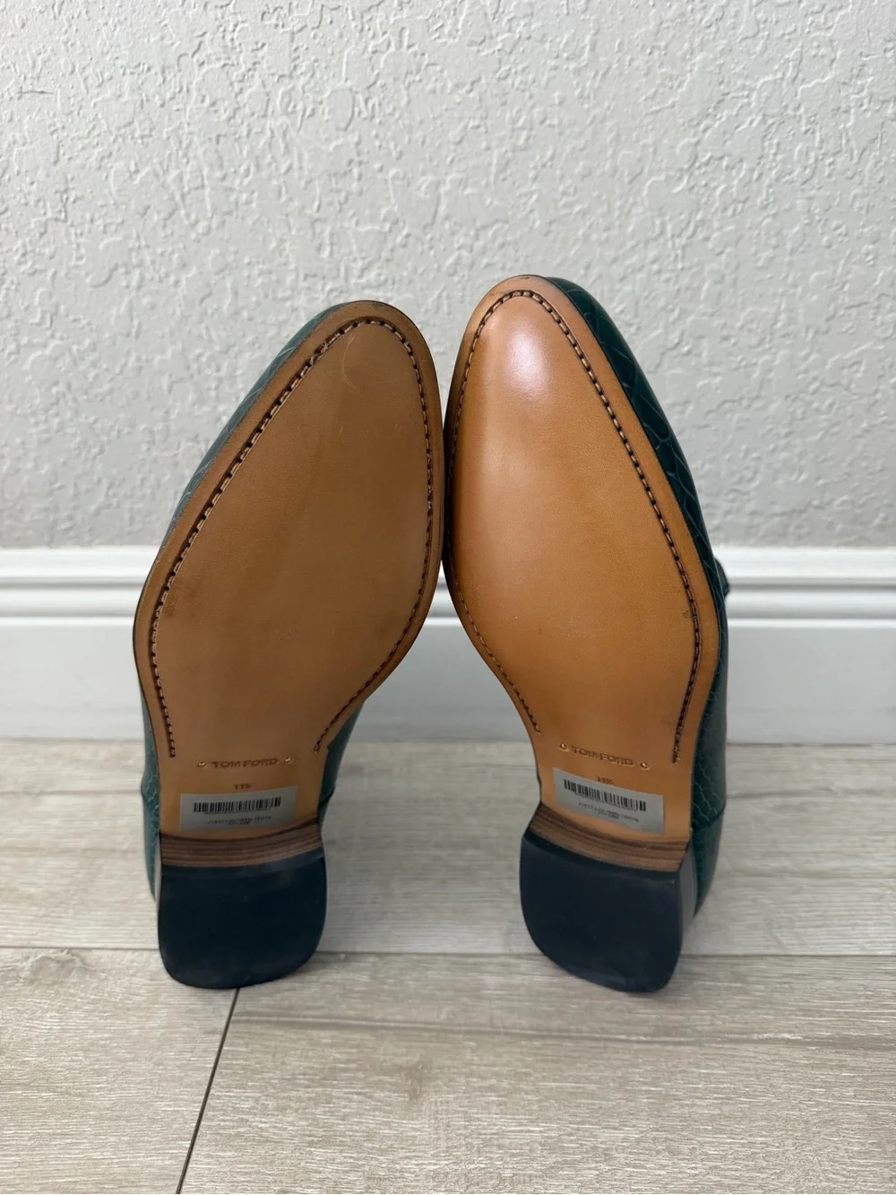 Tom Ford Green Croc-Embossed Leather dark green Chelsea Boots men 11.5
